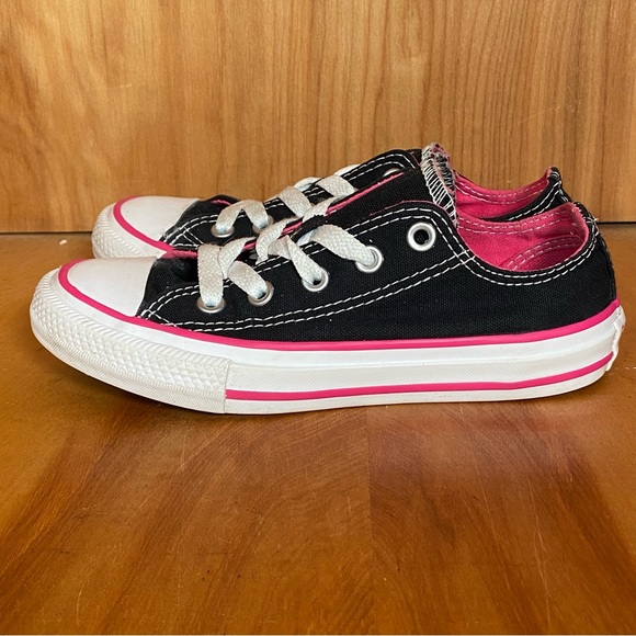 Youth 12 Converse All Star Low Sneakers Black Pink SEF0921 - Picture 3 of 8